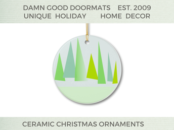 Green Scandinavian Pine Trees Ornament | Ceramic Holiday Decoration | Damn Good Decor