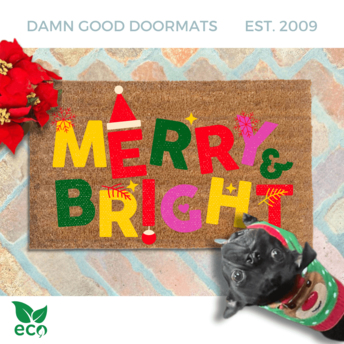 Merry & Bright Christmas Holiday doormat